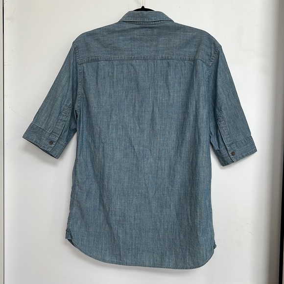 All Saints Denim Cotton Button Down Shirt - Picture 5 of 8